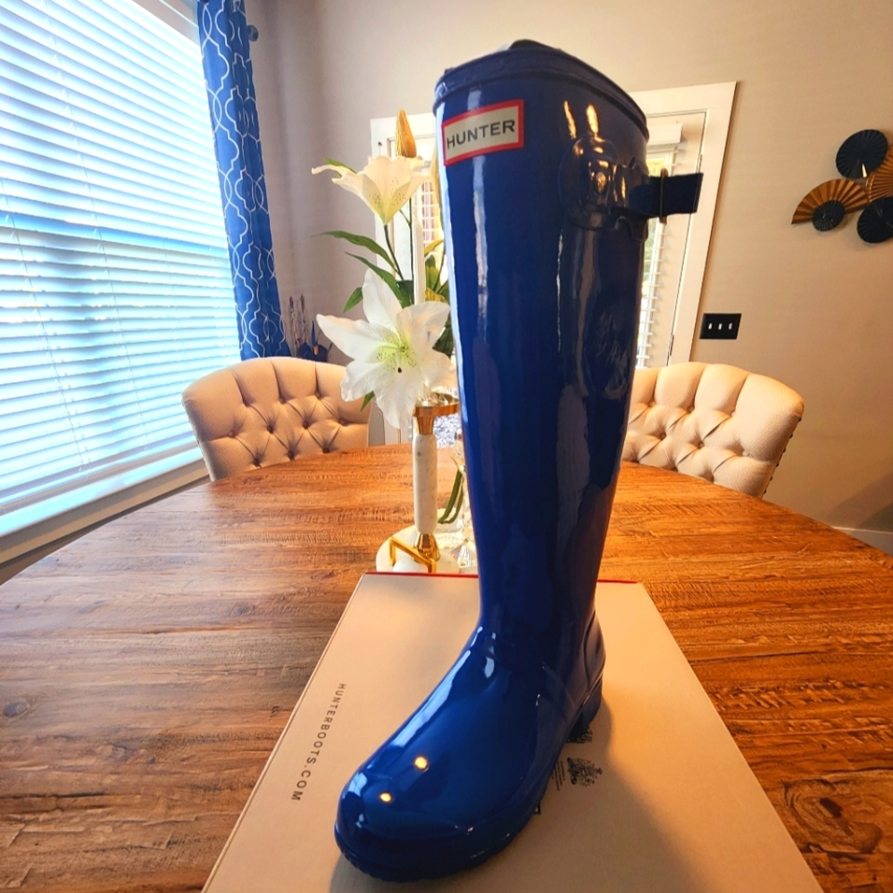 Hunter Original Tour Gloss Rain Boots  Azure Royal Blue 💙